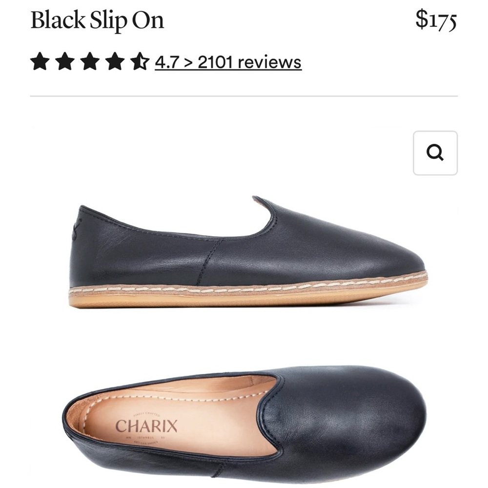 Charix black slip on 40 black hand made loafer